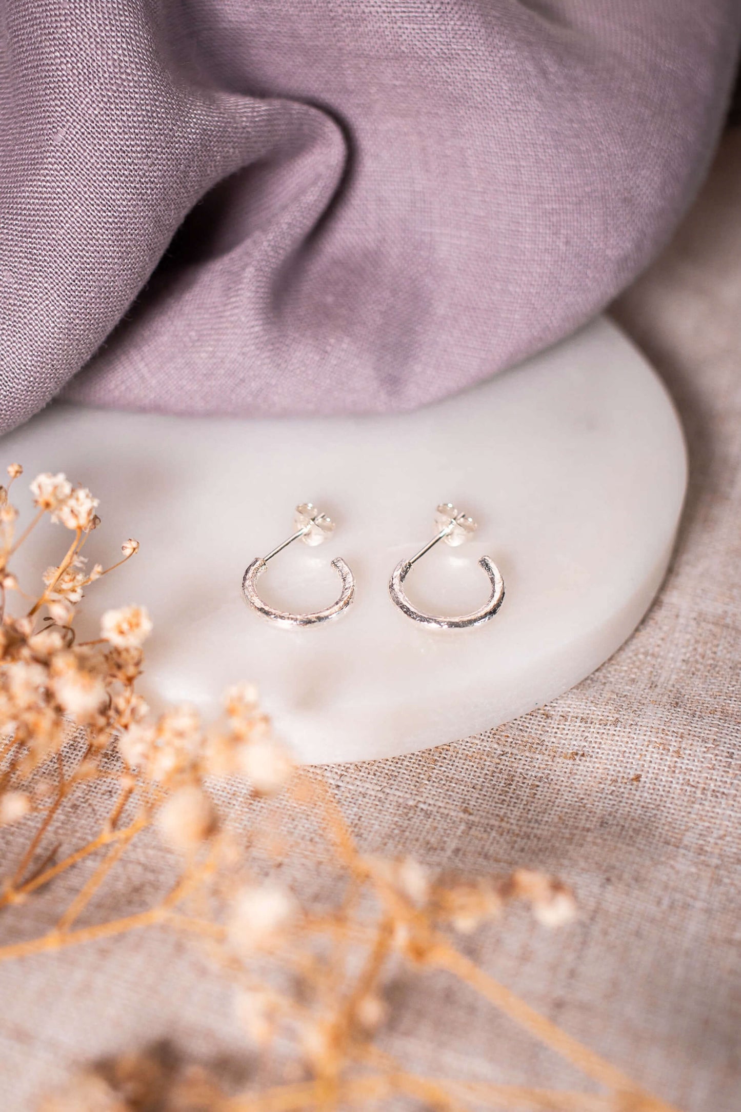 Textured Sterling Silver Hoop Earrings