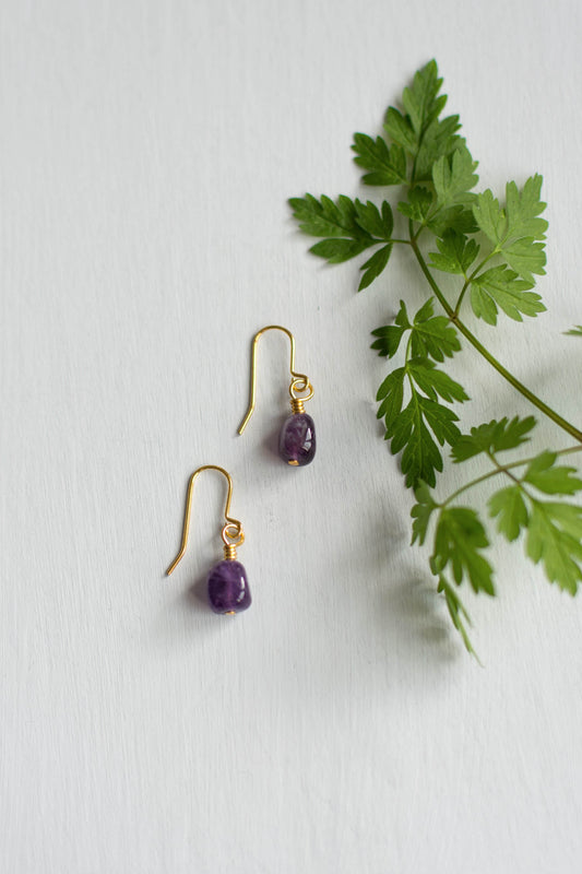 Amethyst Gold Plated Earrings