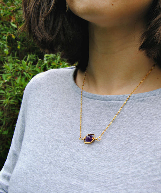 Hexagon Amethyst Necklace