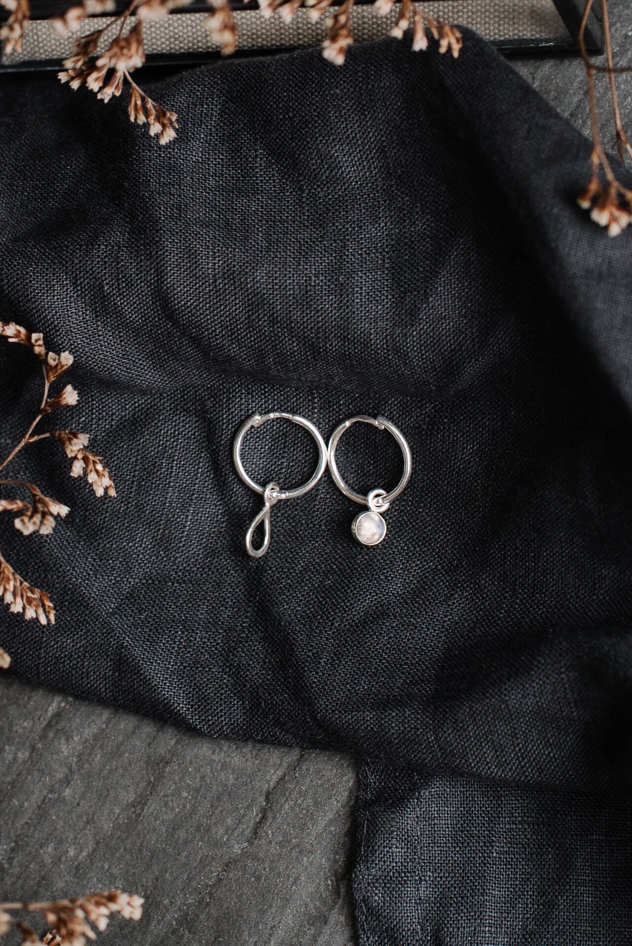 Moonstone & Raindrop Hoop Earrings