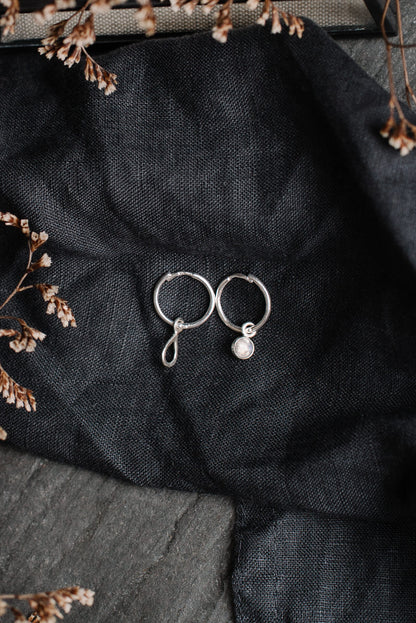 Moonstone & Raindrop Hoop Earrings