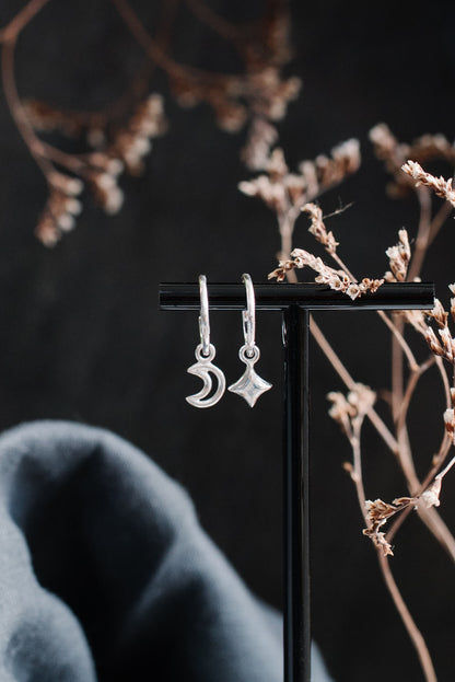 Moon & Star Hoop Earrings