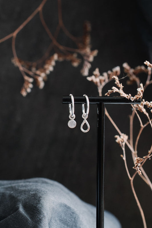 Moonstone & Raindrop Hoop Earrings