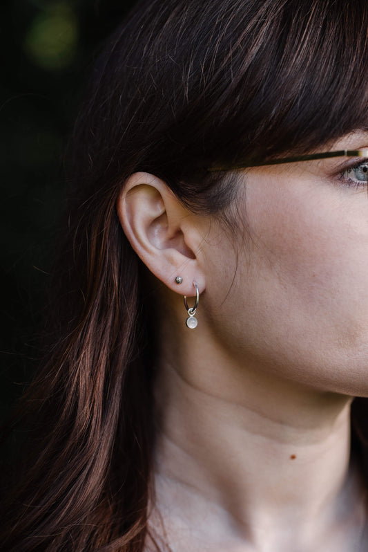 Moonstone & Raindrop Hoop Earrings