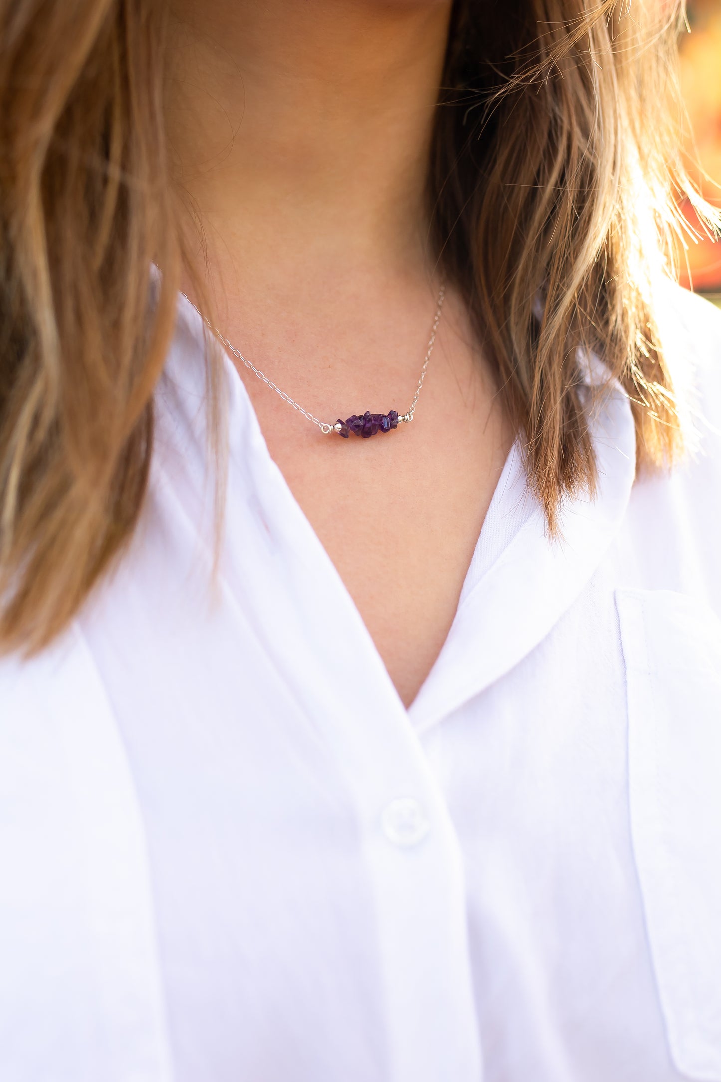 Amethyst Bar Necklace