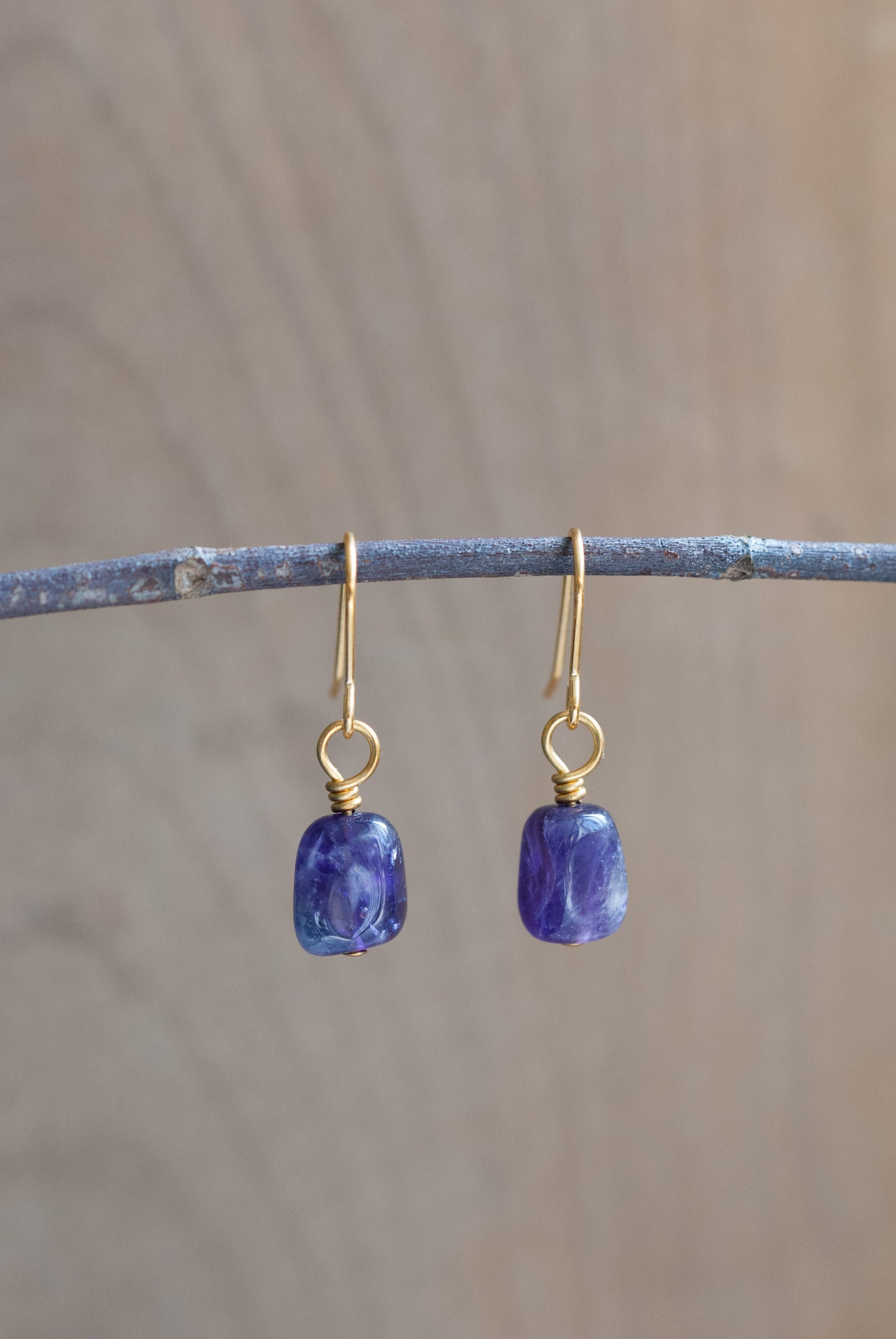 Amethyst Earrings Gold Plated