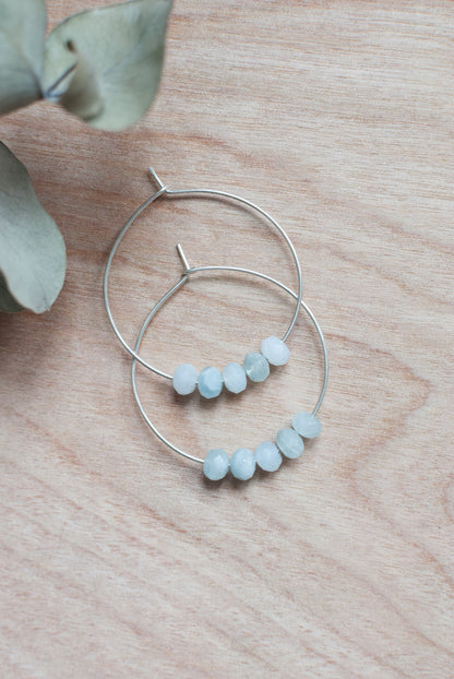 Aquamarine Hoop Earrings
