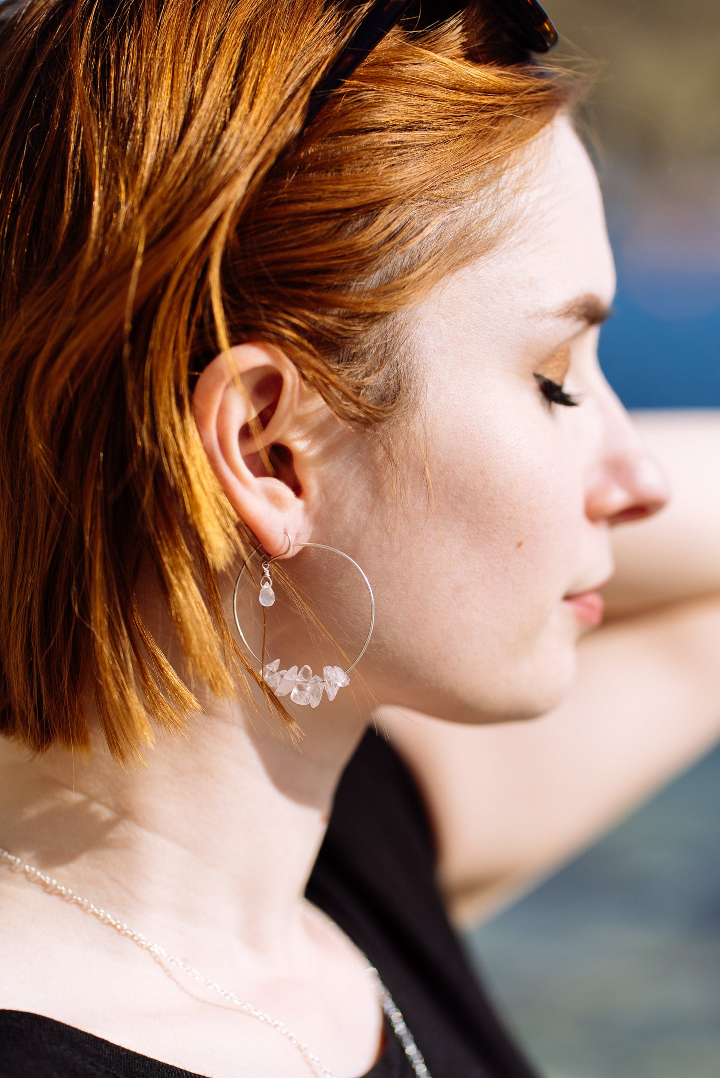 Quartz clearance hoop earrings