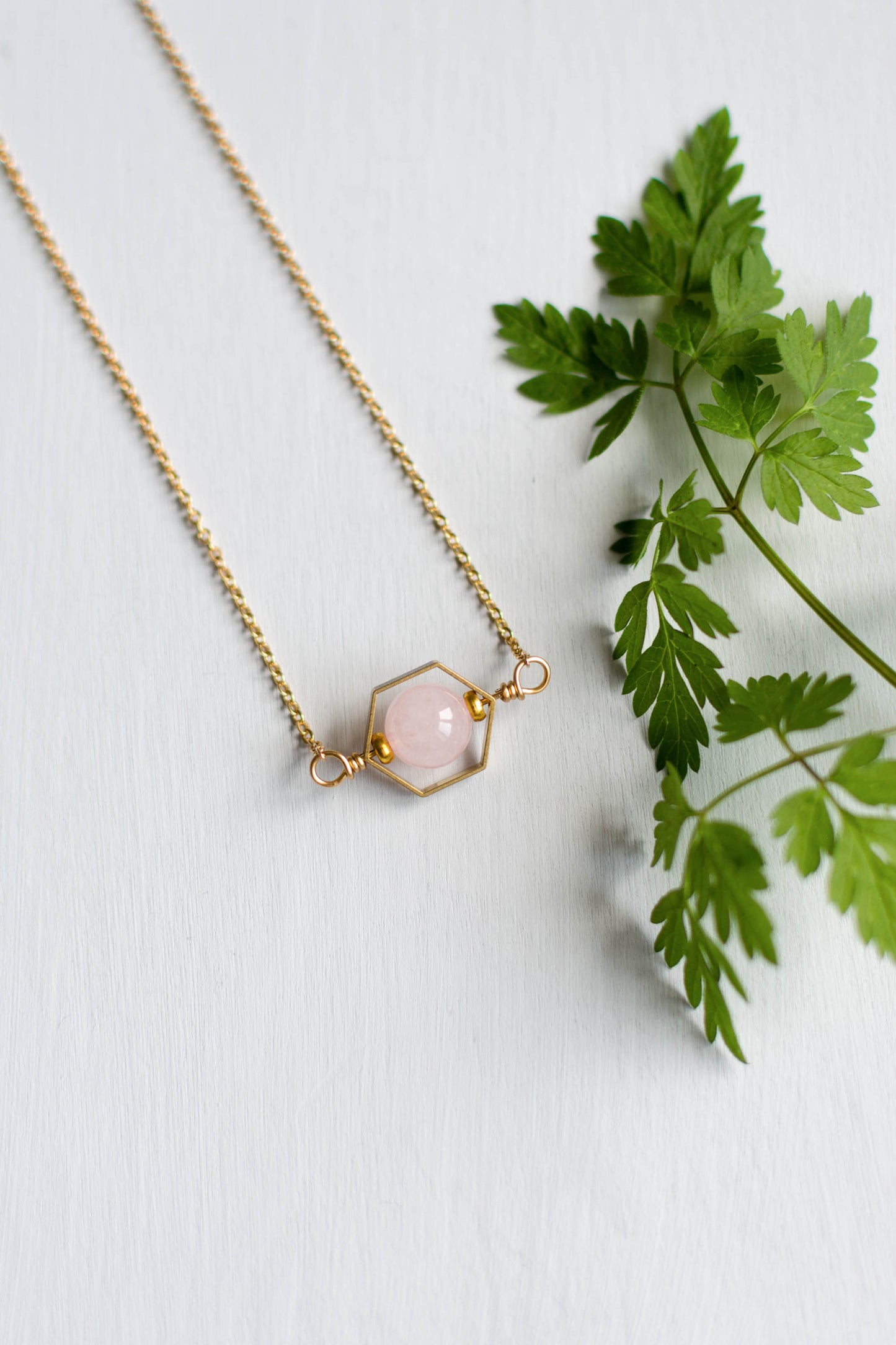 Hexagon Rose Quartz Necklace