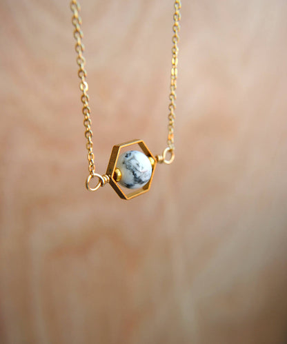 Hexagon Howlite Necklace
