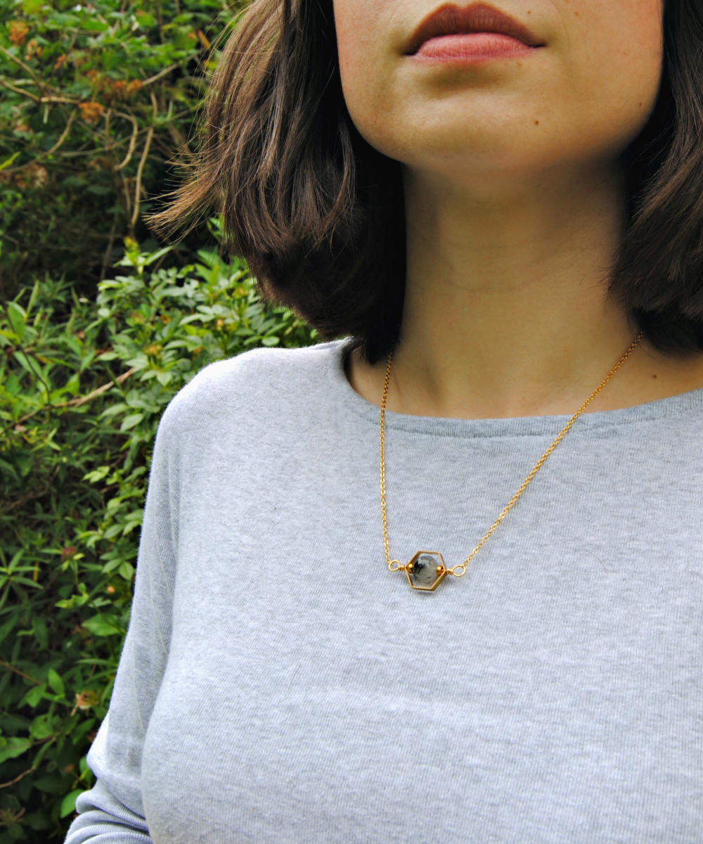 Hexagon Quartz Necklace