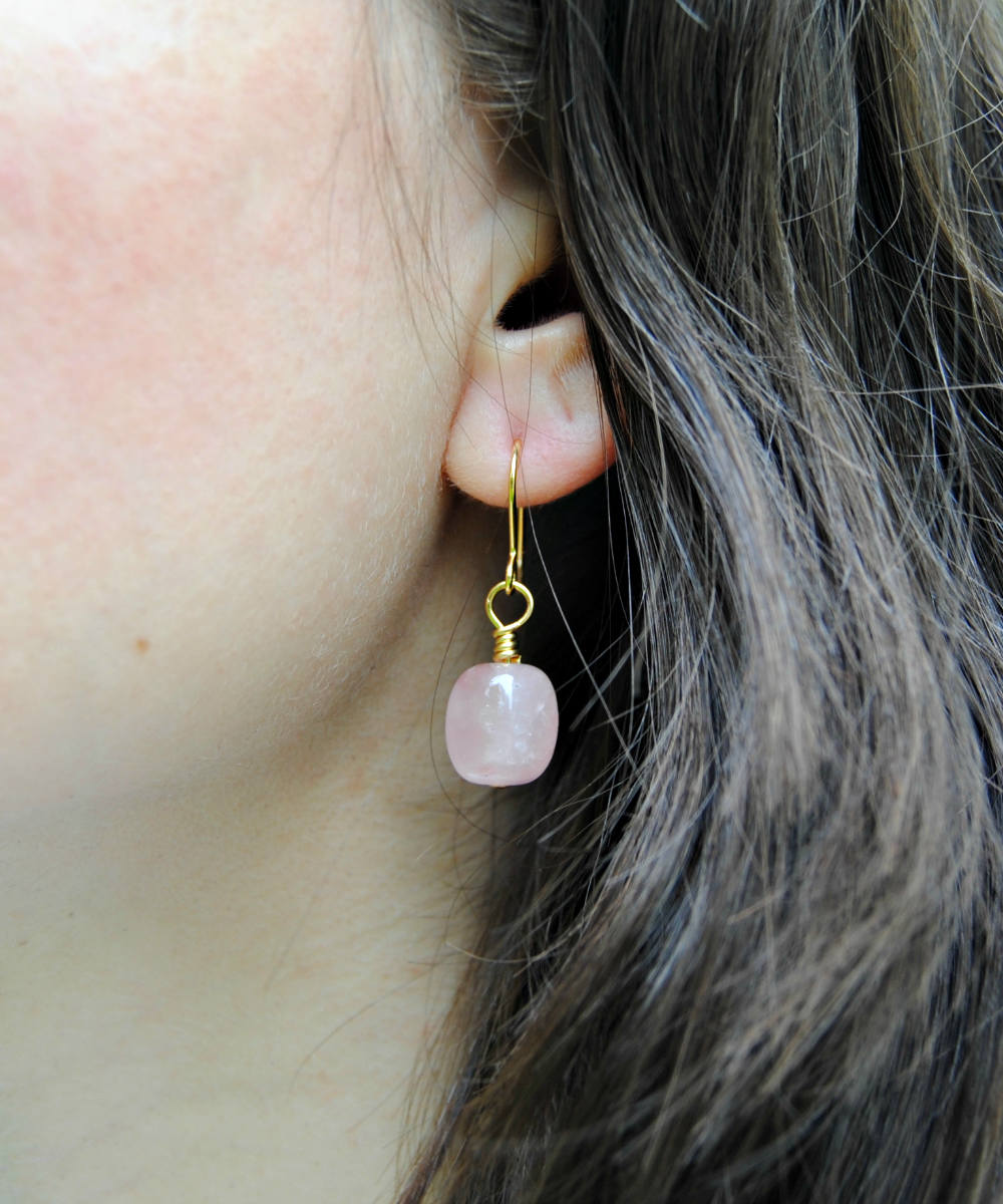 Rose Quartz Nugget Earrings