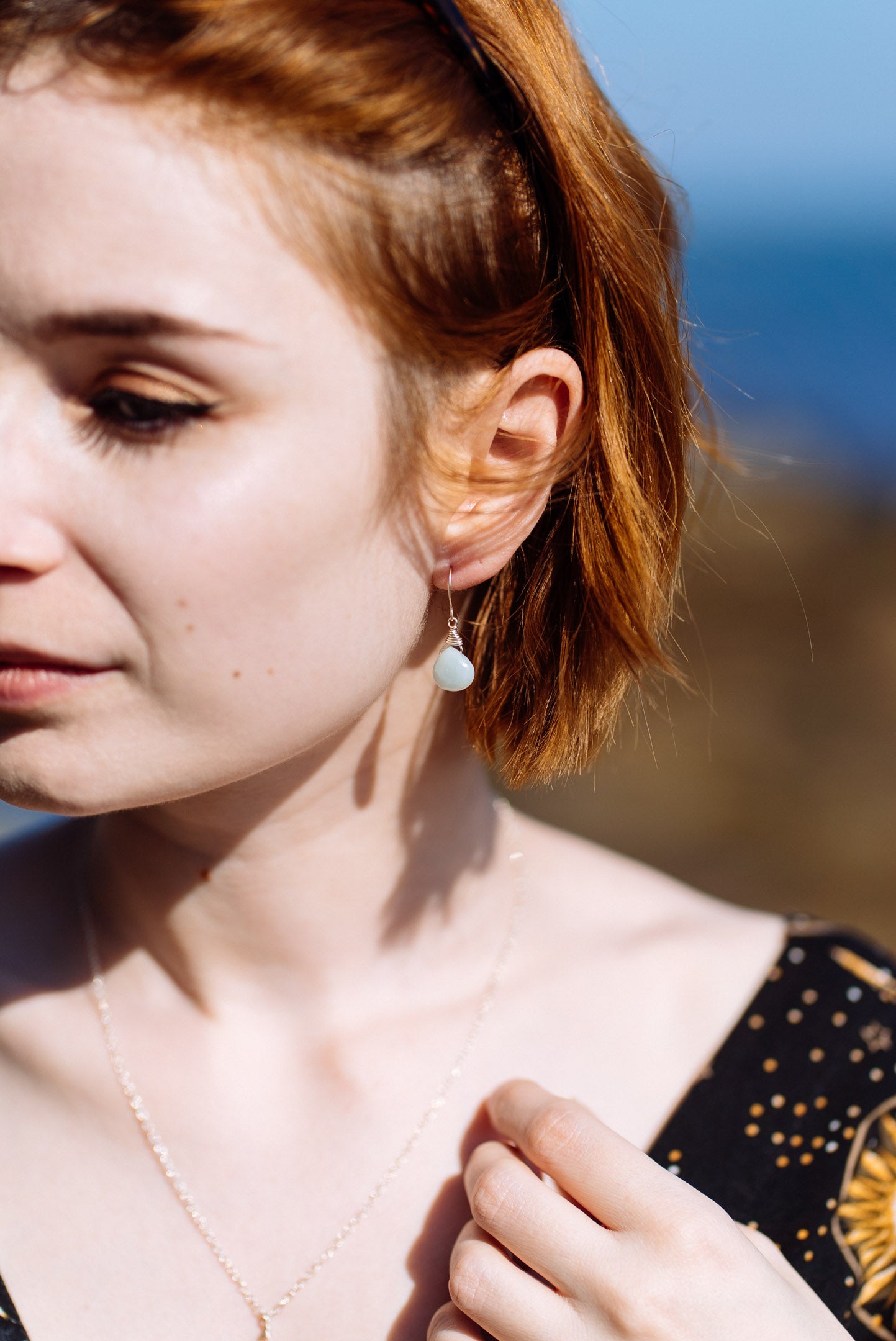 Light Blue Stone Earrings