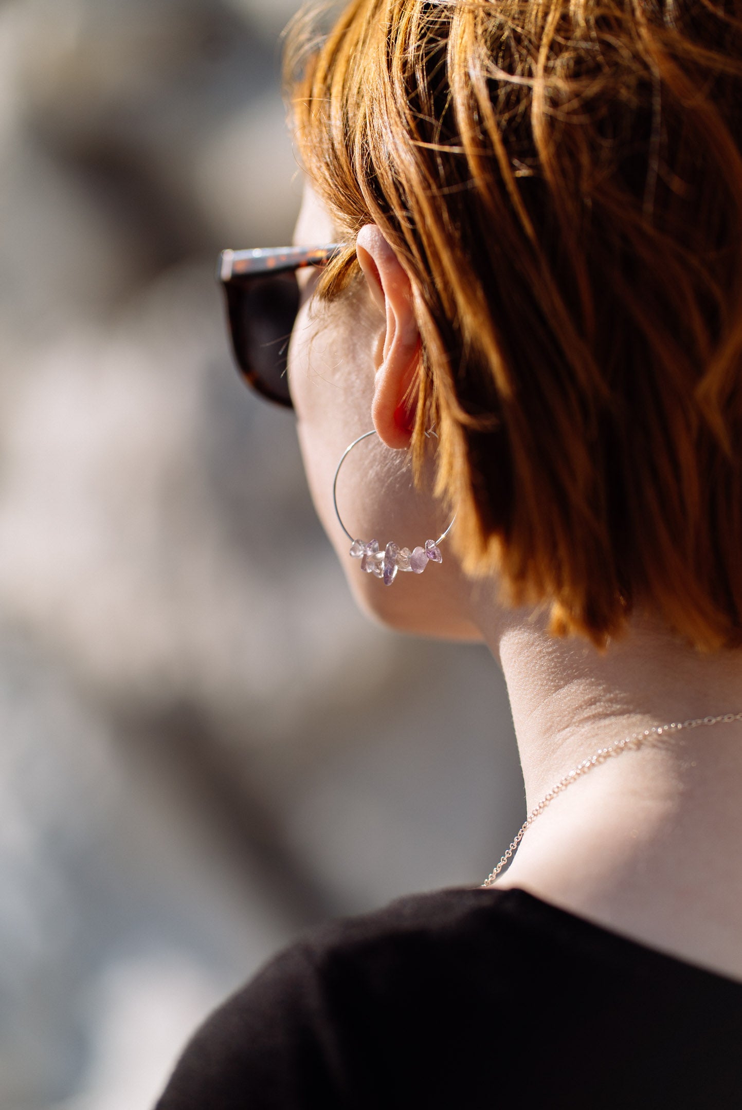 Lilac Crystal Hoop Earrings