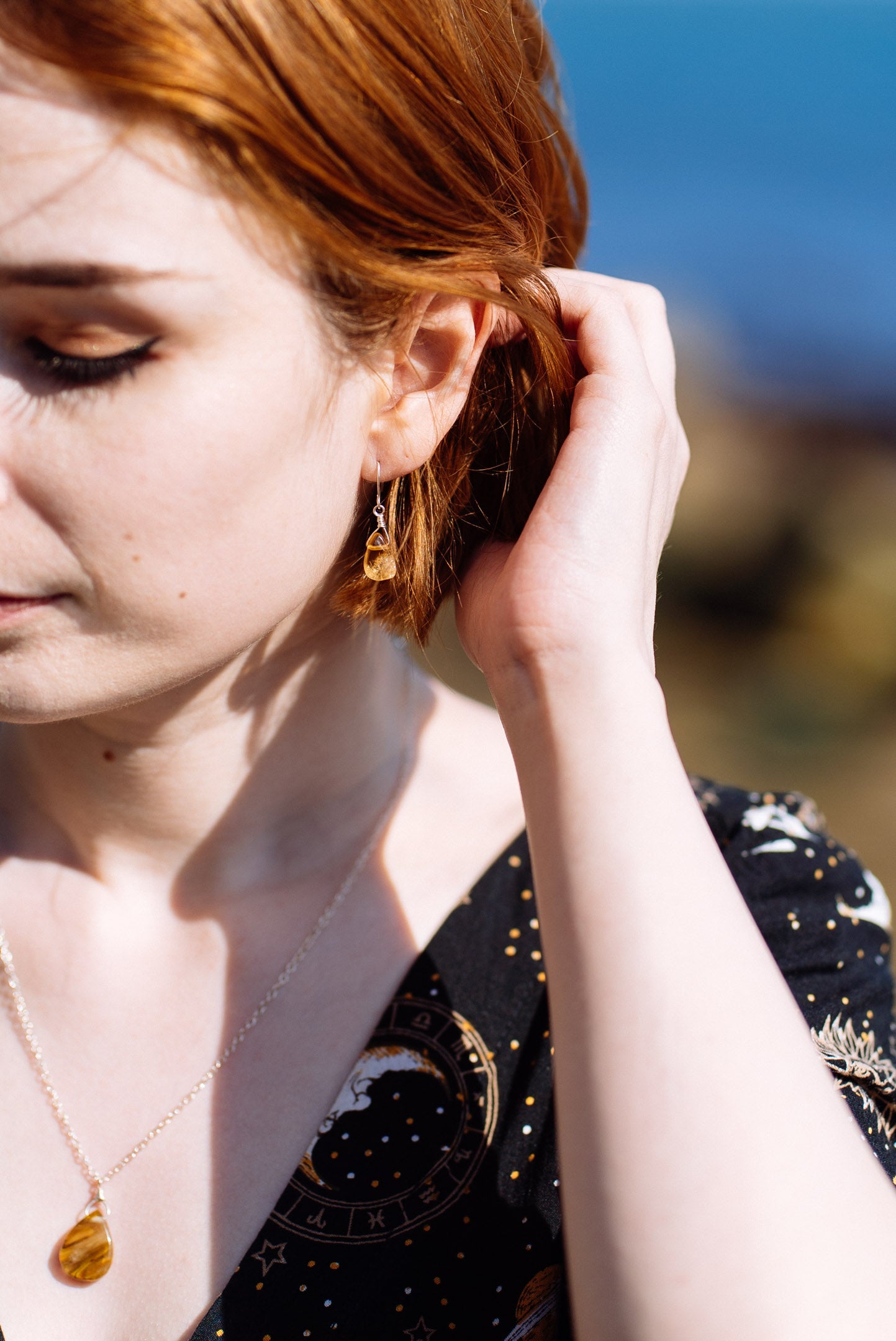 Orange Stone Earrings