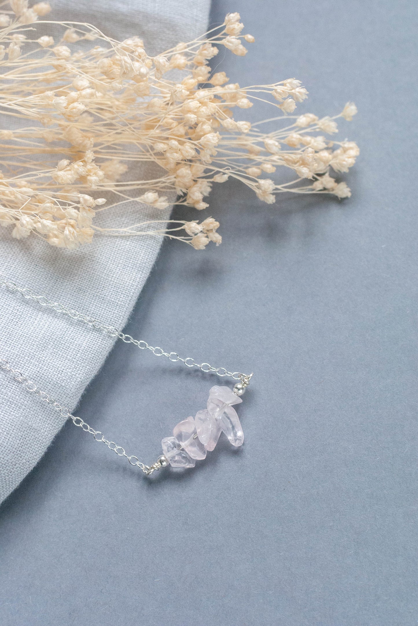 Rose Quartz Crystals Necklace