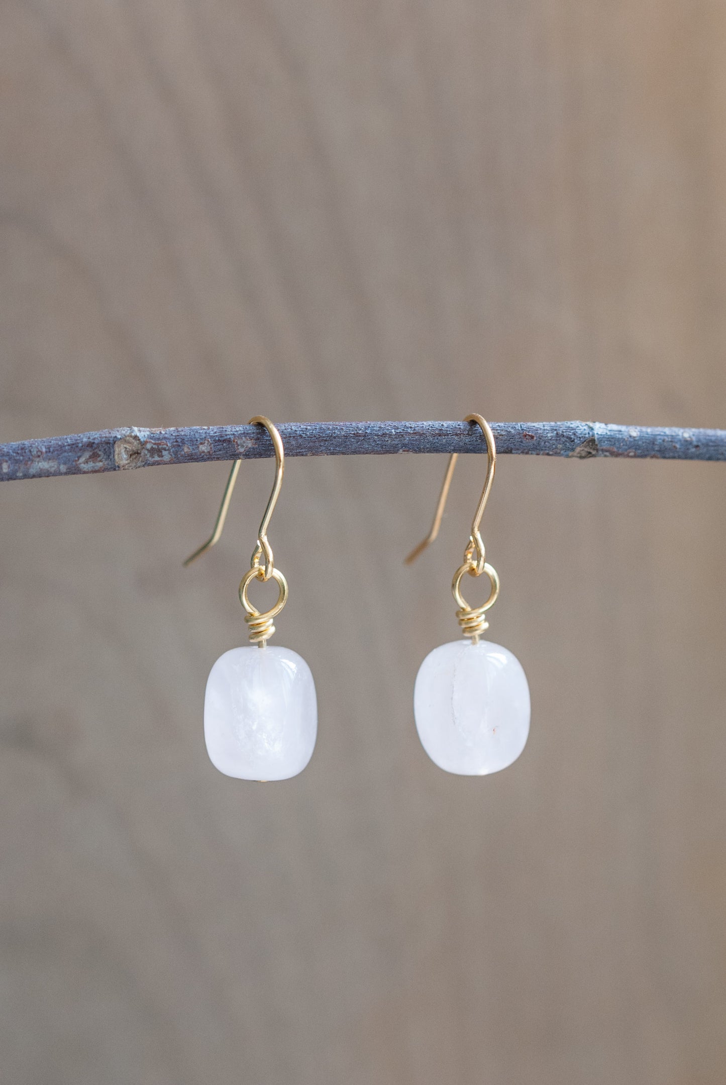 Rose Quartz Earrings Gold Plated