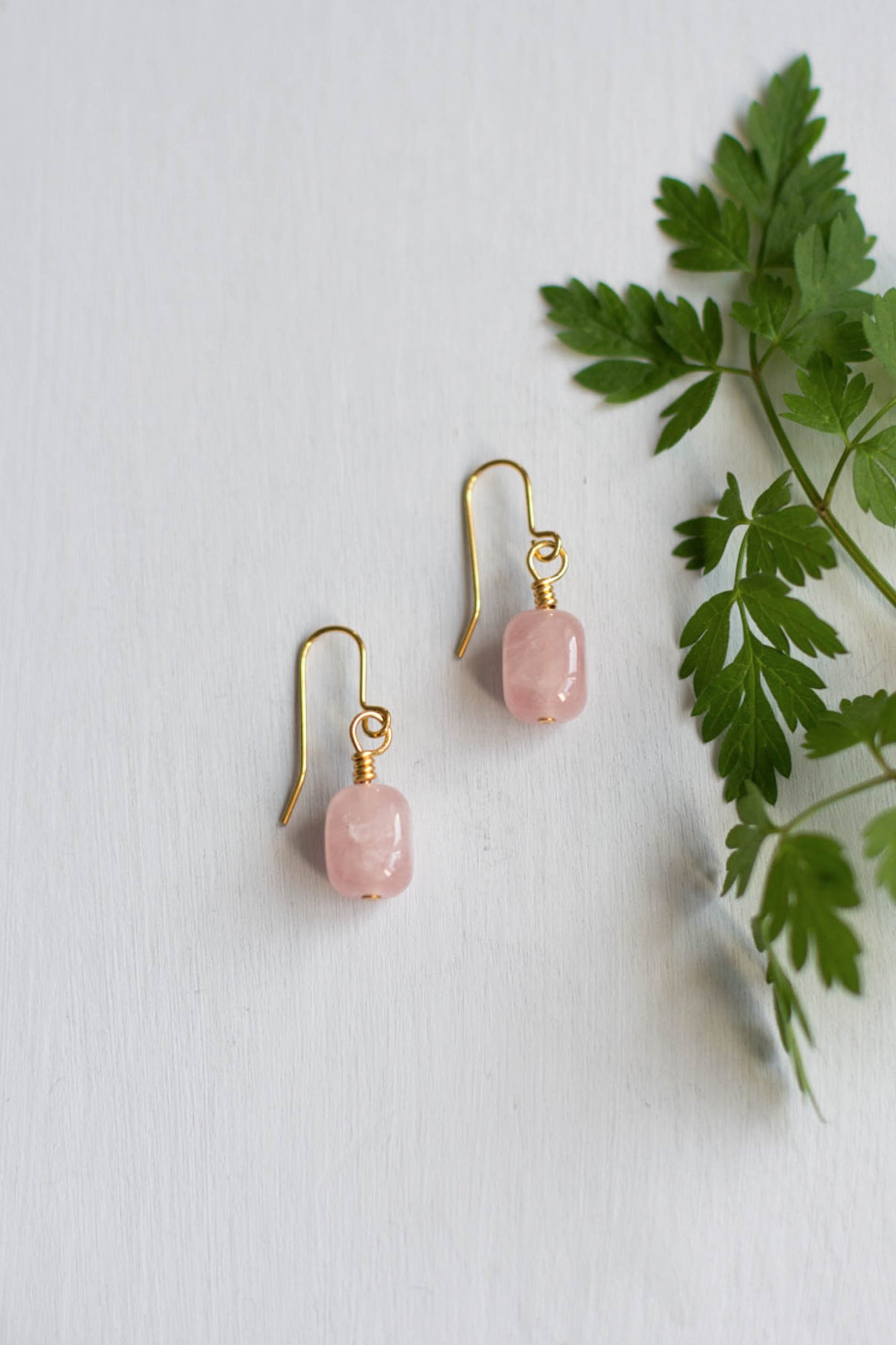 Rose Quartz Gold Plated Earrings