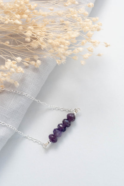 Sterling Silver Amethyst Bar Necklace