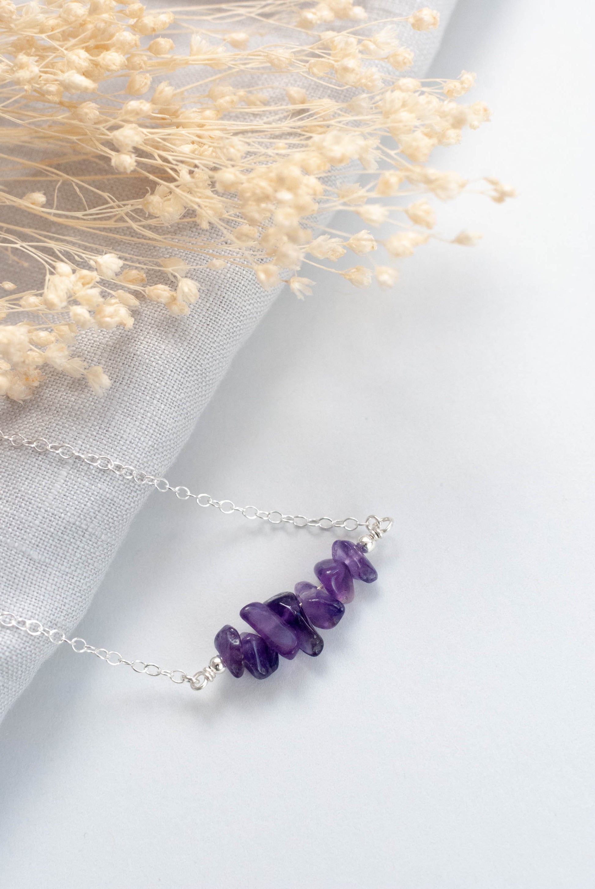 Sterling Silver Amethyst Crystals Necklace